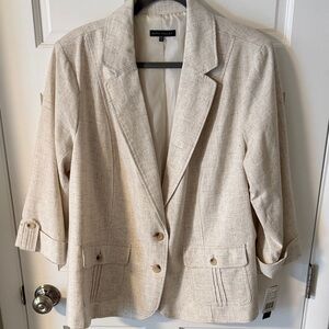 NWT Napa Valley Women’s Flax Linen Blend 3/4 Sleeve Blazer Size 18W